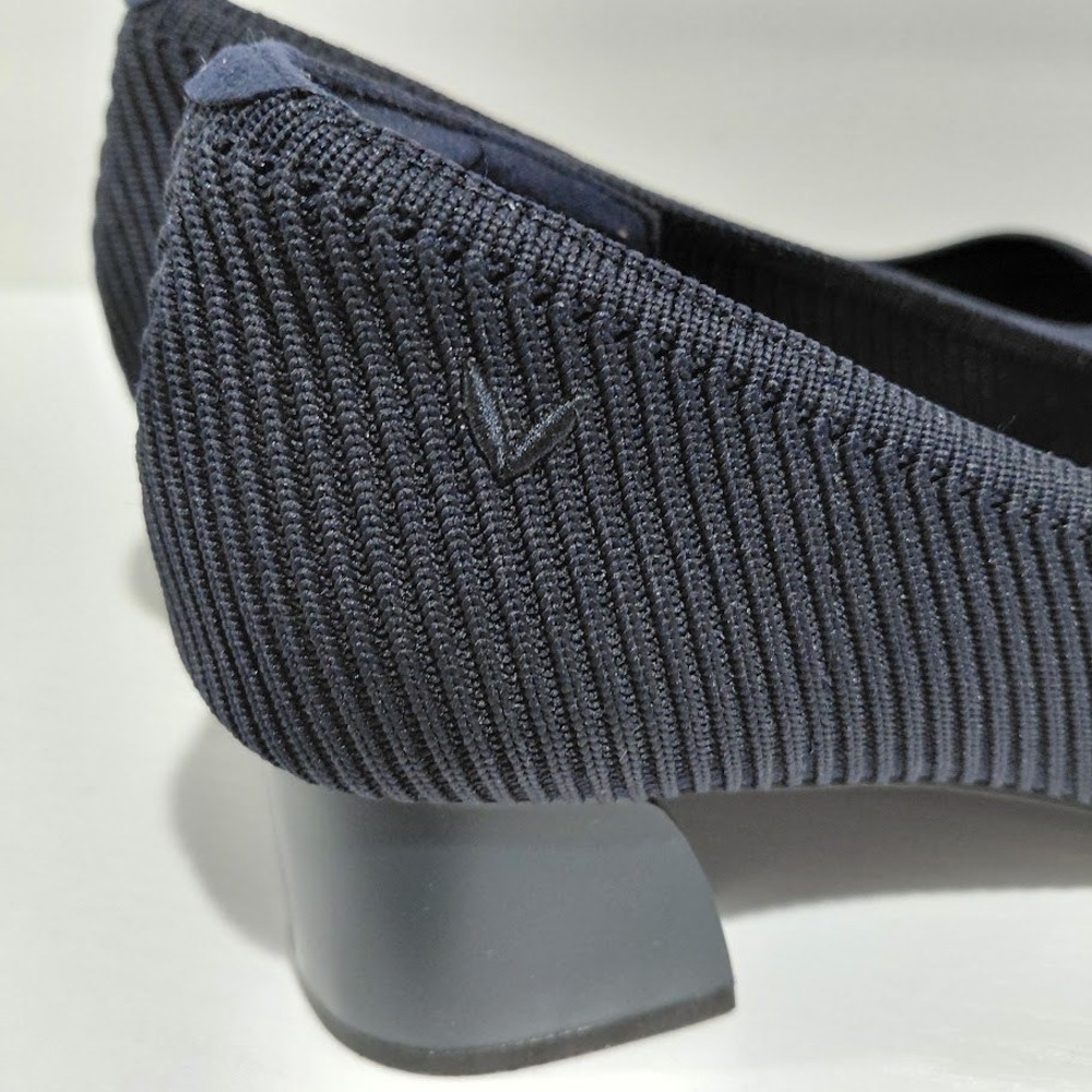 Vivaia Melody 2.0 Navy Blue Ribbed Knit Square Toe Block Heel Pumps Size 39 - Picture 10 of 11